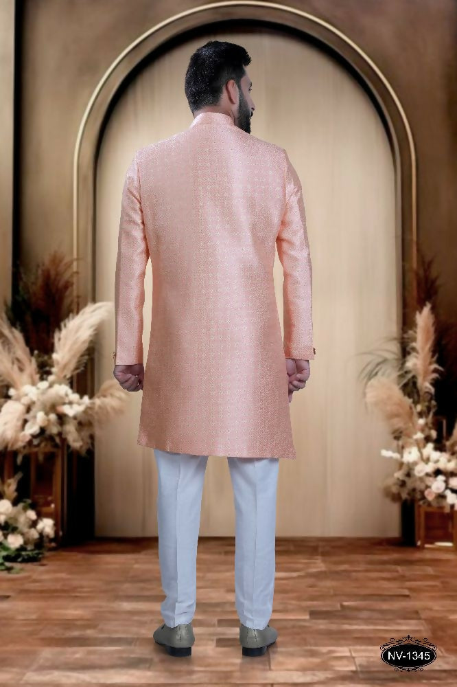Pink Brocade Kurta with Pyjama Set for Toddler Boys