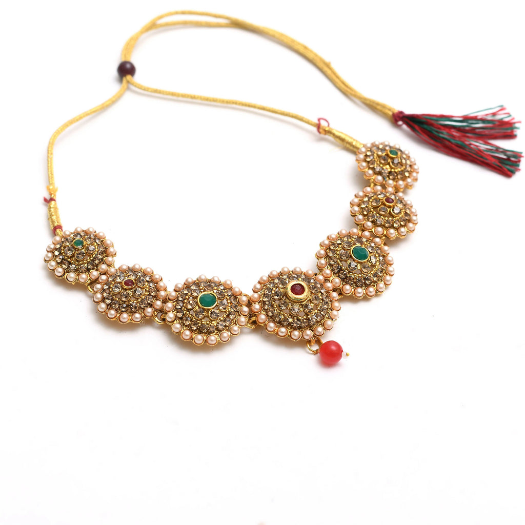 Gold-Polished Brass Kundan Choker Statement Necklace