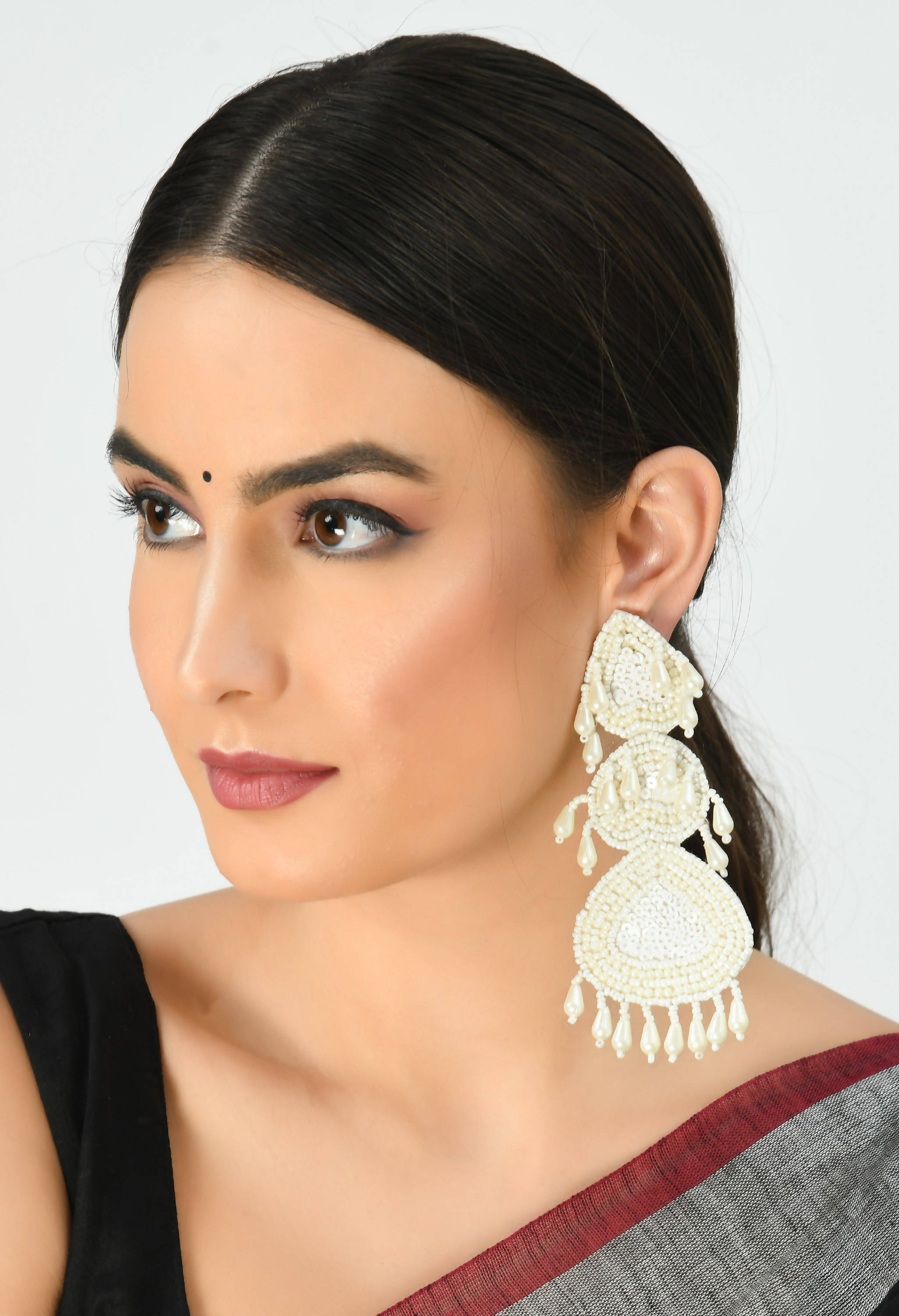 Handicraft Johar Kamal Off White Pearl Earrings for Women