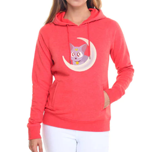 Women's Hooded Sweatshirt with Cute Cat Design