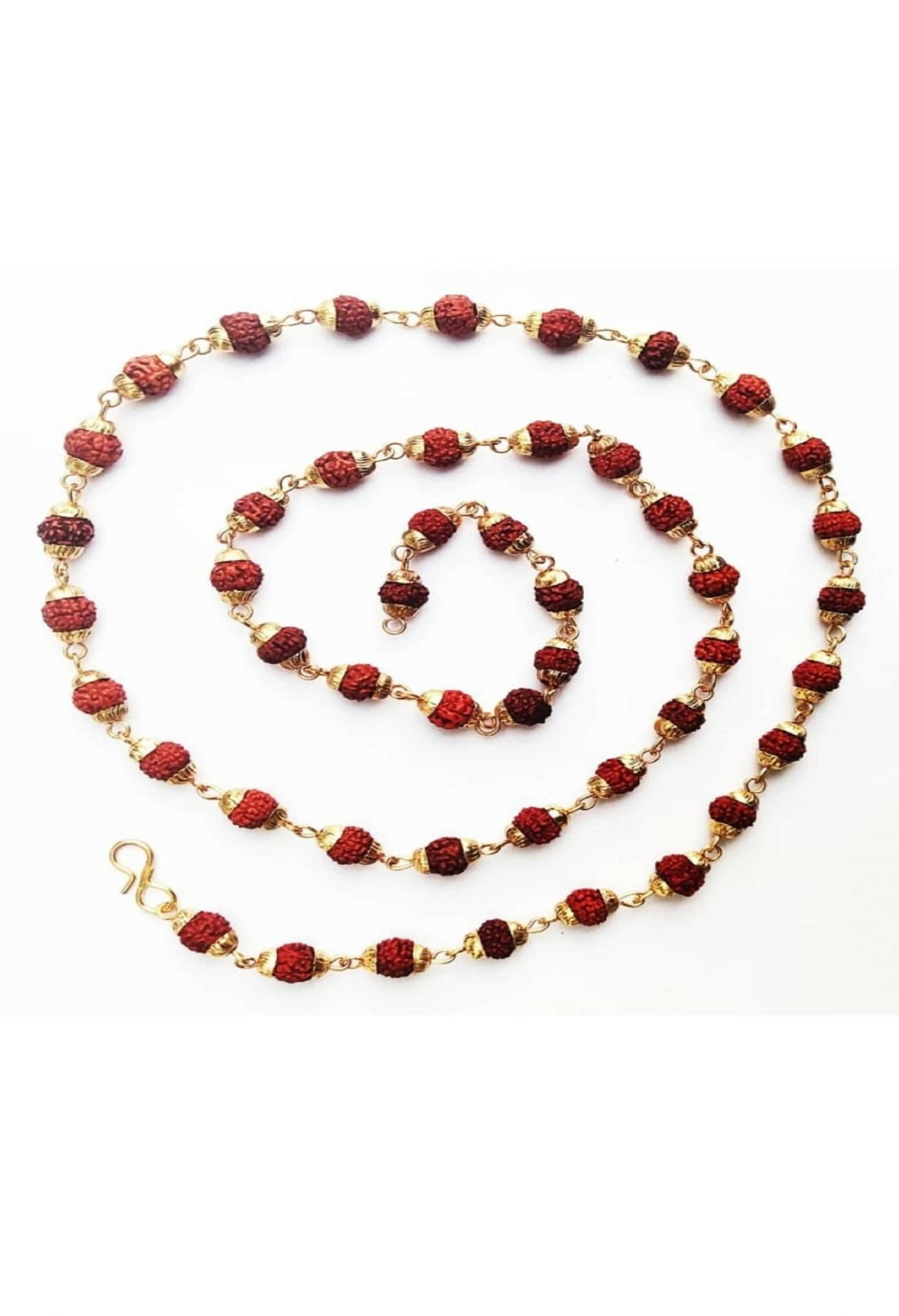 Joharkamal Gold-Polished Rudraksha Mala Long Temple Necklace