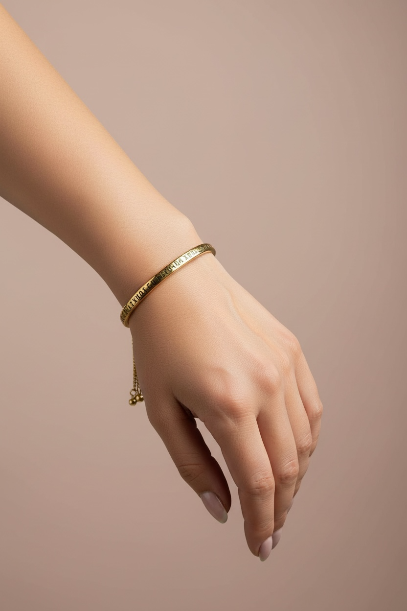 Armenian Alphabet Bracelet – 14K Gold Engraved Bangle