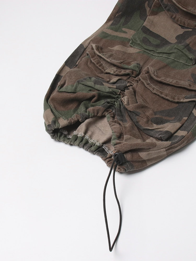 Camouflage Wide Leg Cargo Pants - High Waisted Streetwear - Image 6