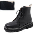 Women's Black Lace-Up Ankle Boots with Chunky Lug Sole - Image 4