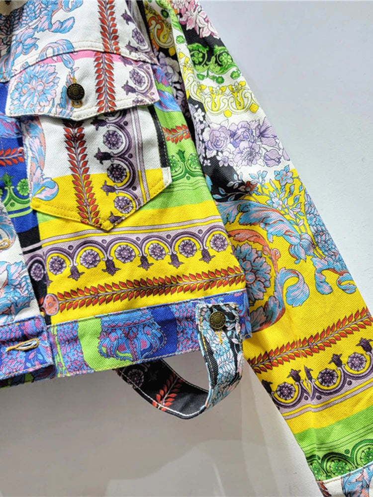 Women's Retro Floral Denim Jacket Harajuku Inspired Streetwear - Image 4