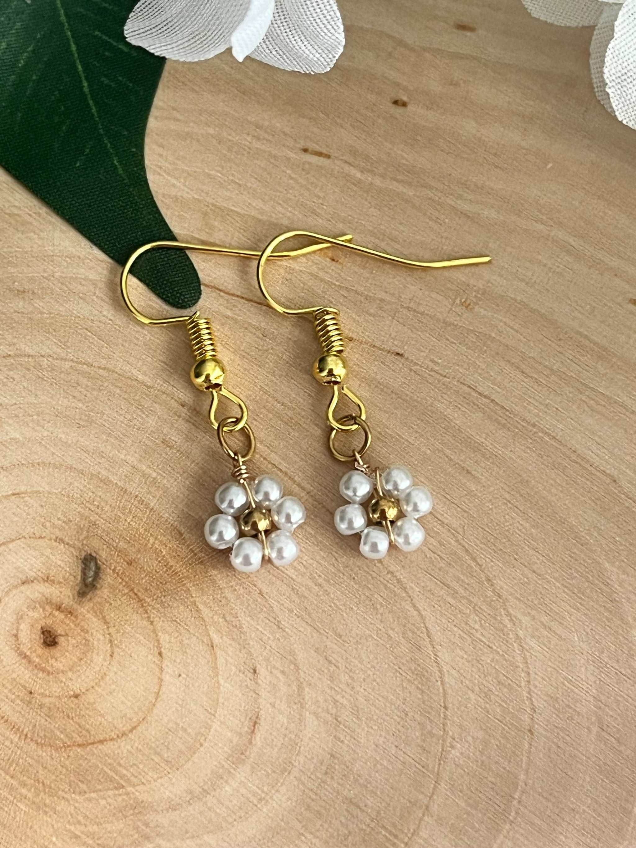 Gold Flower Earrings - Blooming in Faith Daisy Floral Gold Earrings