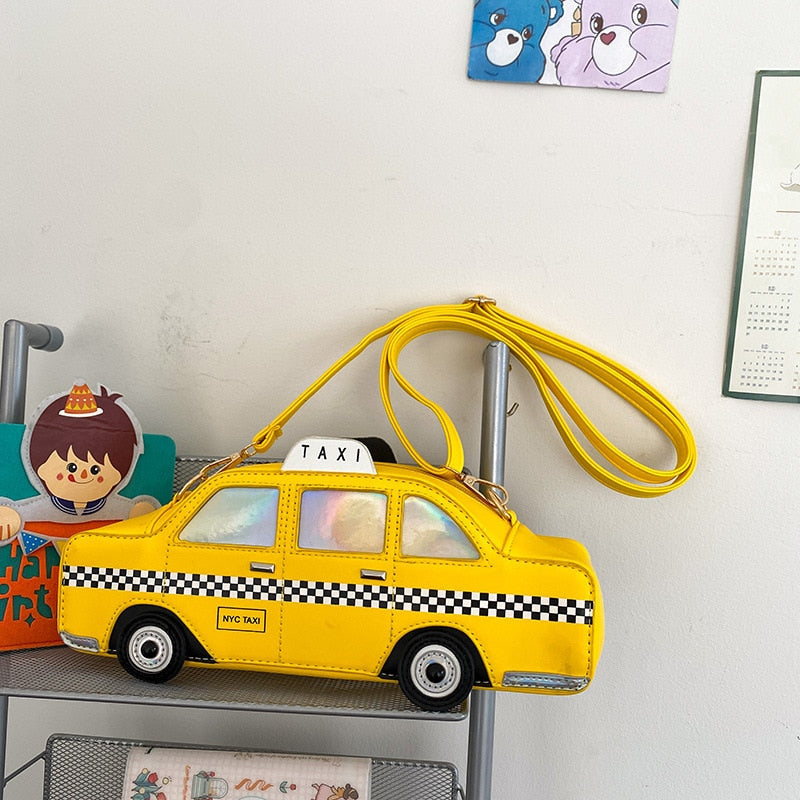 Yellow 3D Taxi Car Crossbody Handbag - Quirky Harajuku Style - Image 4