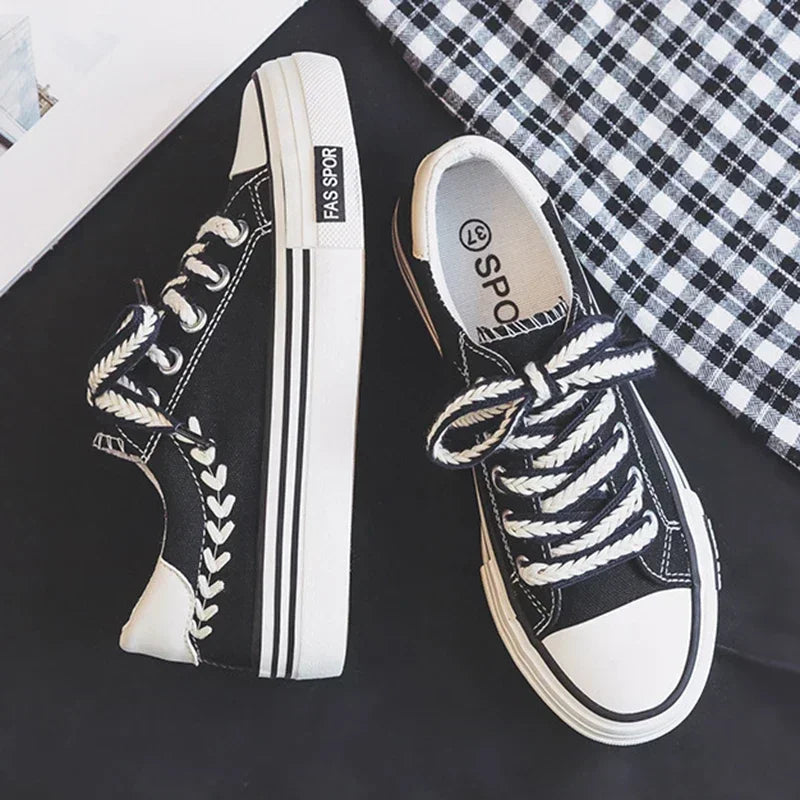 Women’s Platform Canvas Chunky Sneakers Height Increasing