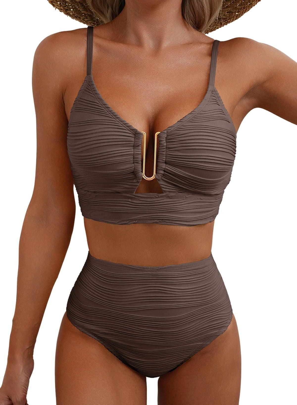 Women's Solid Color Gathering Swimsuit - Sculpted Beachwear