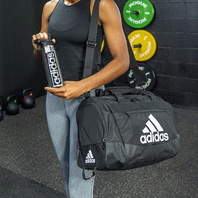 adidas Unisex Defender 4.0 Gym Duffel Bag for Men and Women, Jersey Onix Grey/Rose Gold/Onix Grey, Small (38L)