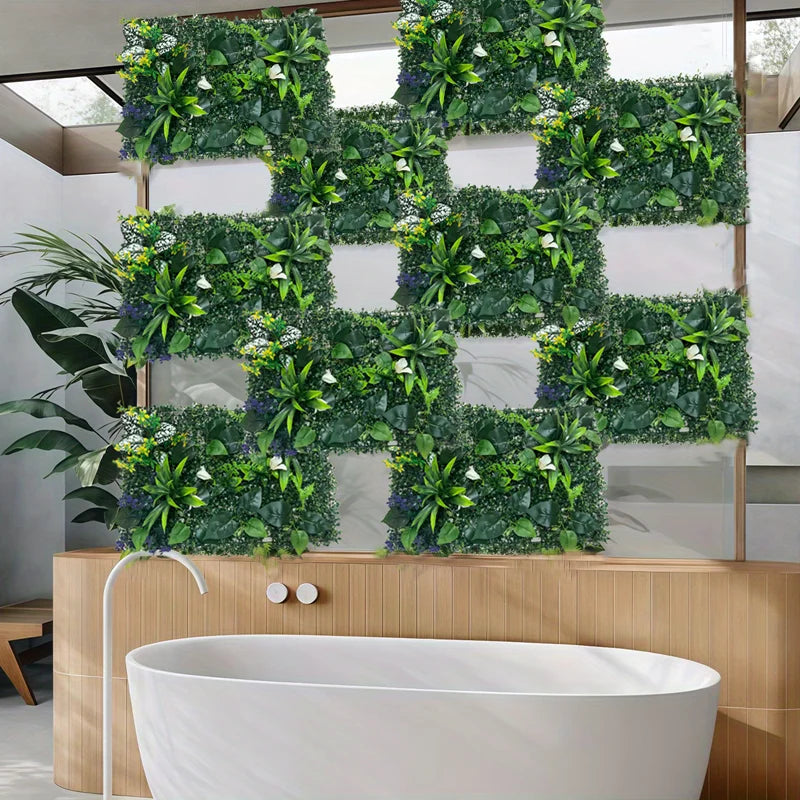 Green Plant Wall Panels Artificial Plant Wall Decoration Biological Plant Wall for Outdoor Garden Wedding Wall Fence Decoration
