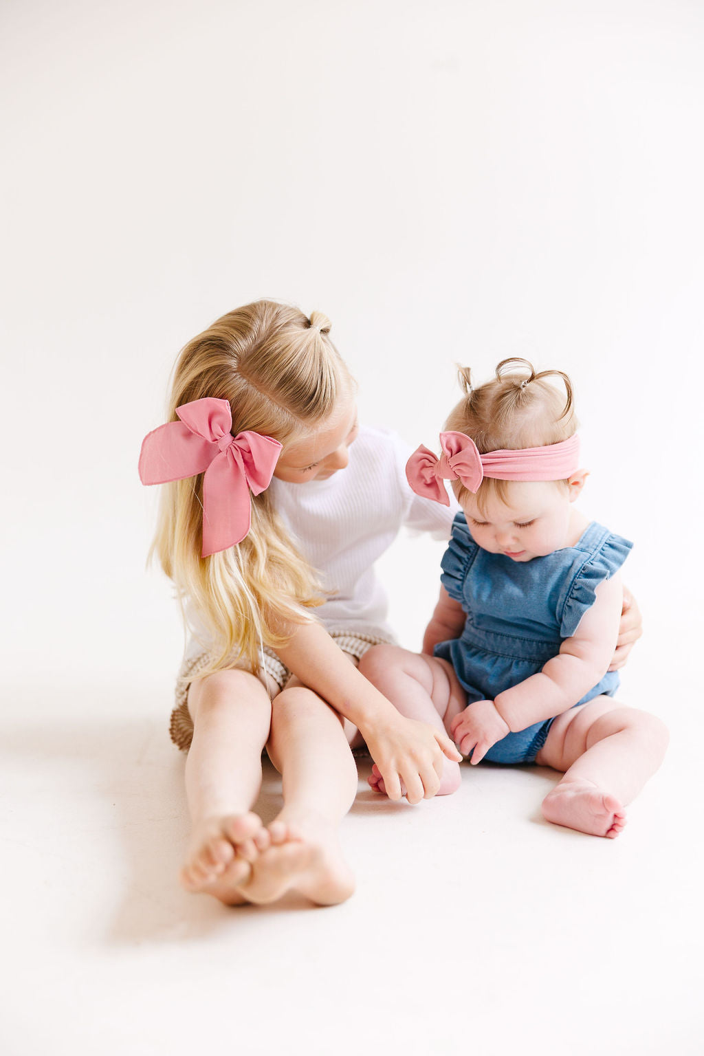 White Solid Baby Bow Turban Soft Stretchy Knit Headband - Image 4