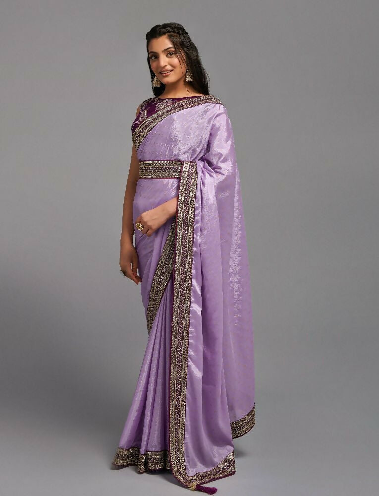 PR Fashion Onion Chinon Embroidery Lace Saree