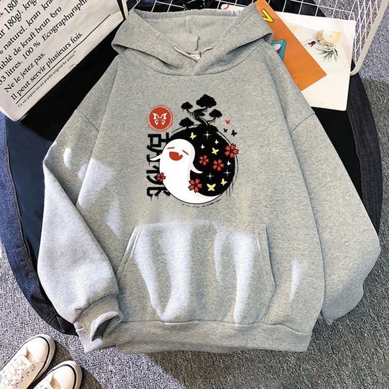 Women's Hu Tao Anime Graphic Hoodie - Pink & White Harajuku Style - Image 4