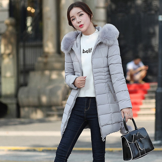 Women's Faux Fur Hooded Quilted Winter Parka Jacket - Image 10
