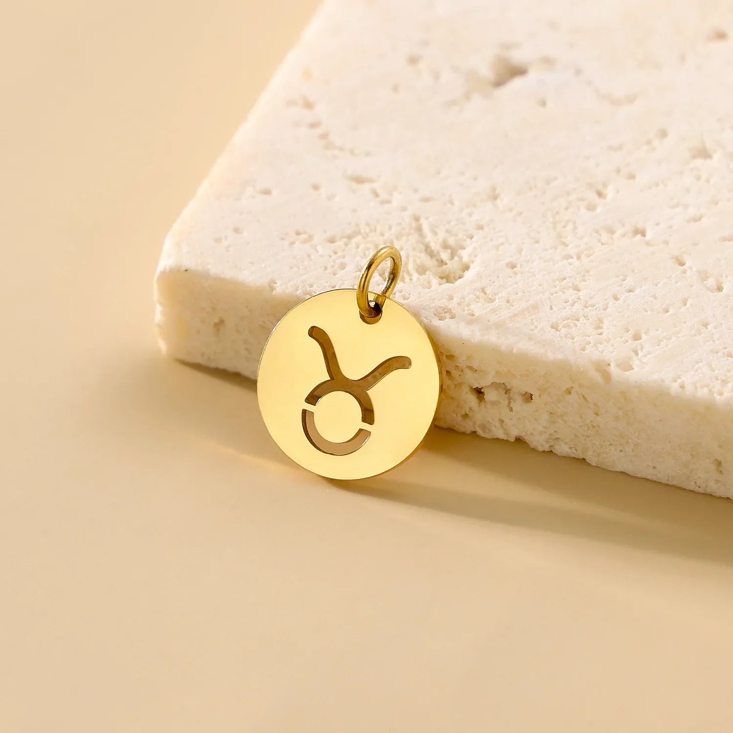 SUNIBI DIY Stainless Steel Disc Components 12 Zodiac Charms for Handmade Jewelry Making Designer Gold Plated Charms for Bracelet
