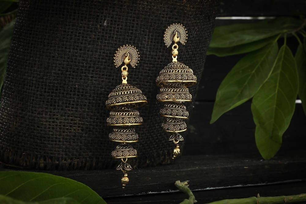 Peacock Design Golden Colour Earrings for Women