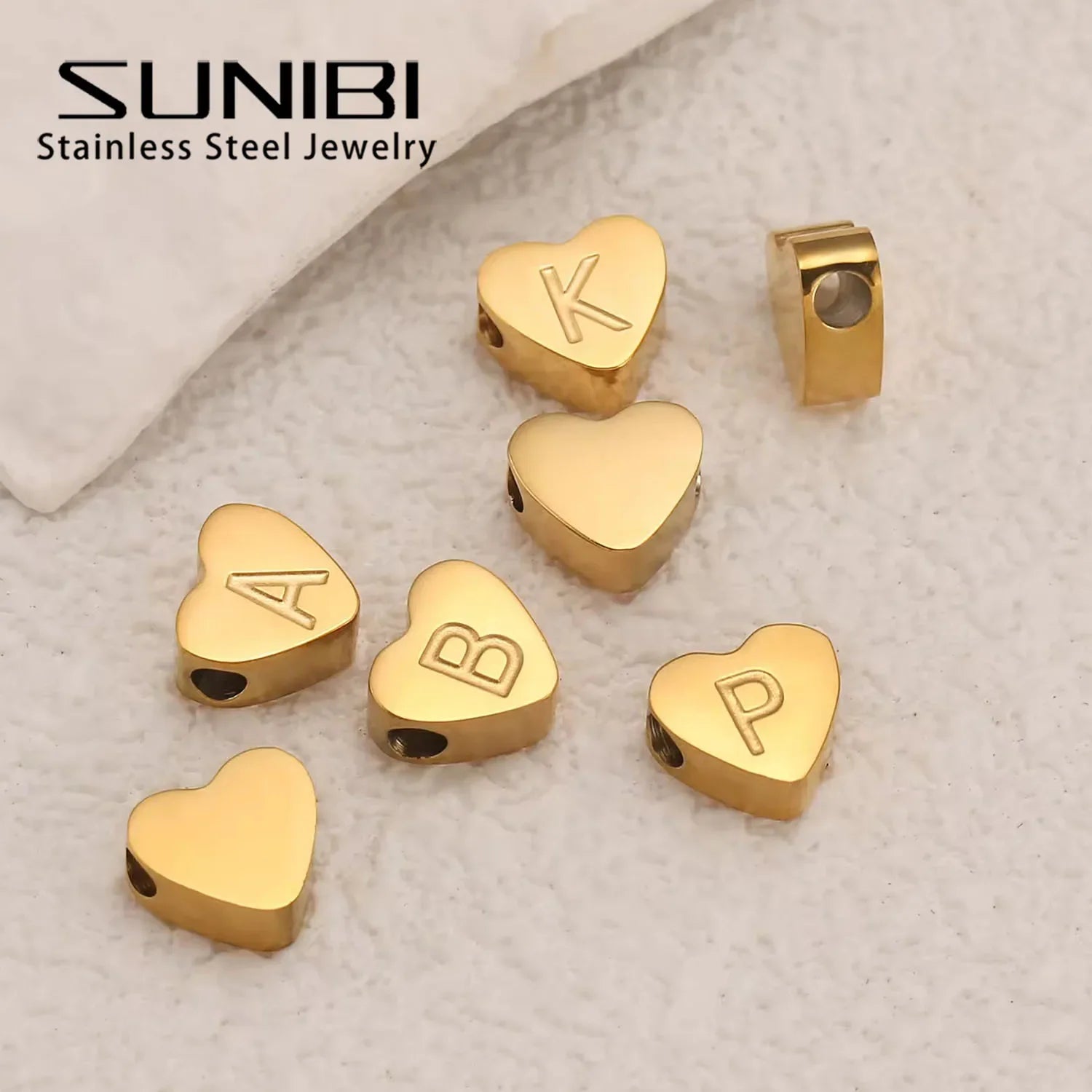 SUNIBI Initial Name Heart Shape Pendant For Necklaces Stainless Steel Necklace for Women Bracelet Make Earrings Jewelry