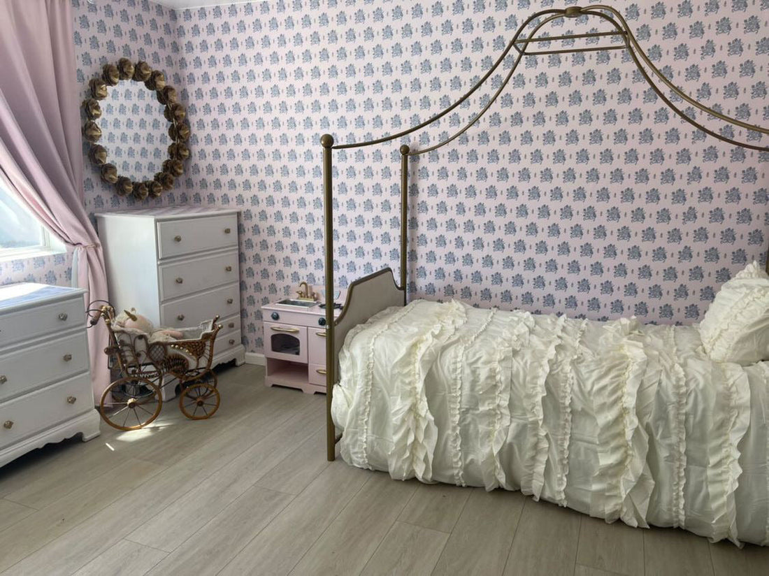 Freya Floral Removable Wallpaper in Pink and Blue