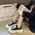 Lace-Up Round Toe Platform Sneakers – Canvas Chunky Sole Shoes