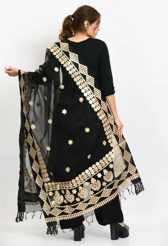 Black Organza Gotta Patti Bridal Dupatta for Women