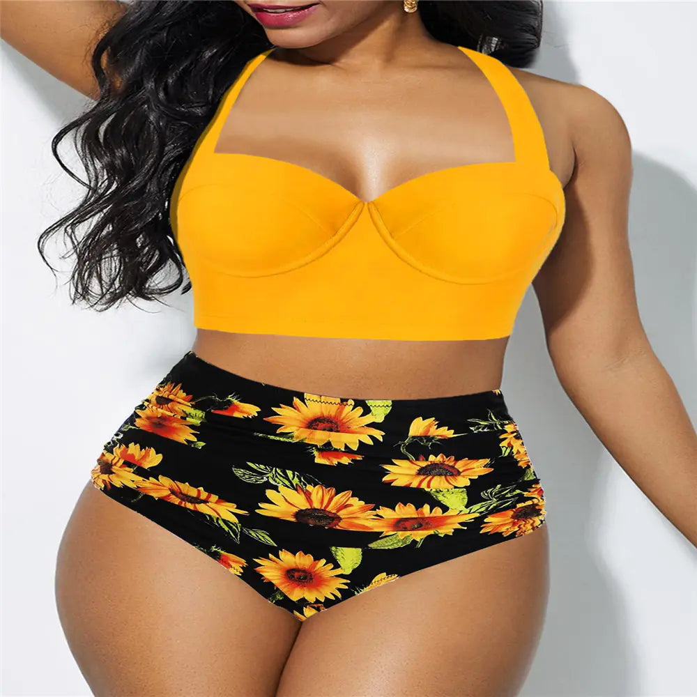 Women's Plus Size High Waist Sexy Bikini Swimsuit
