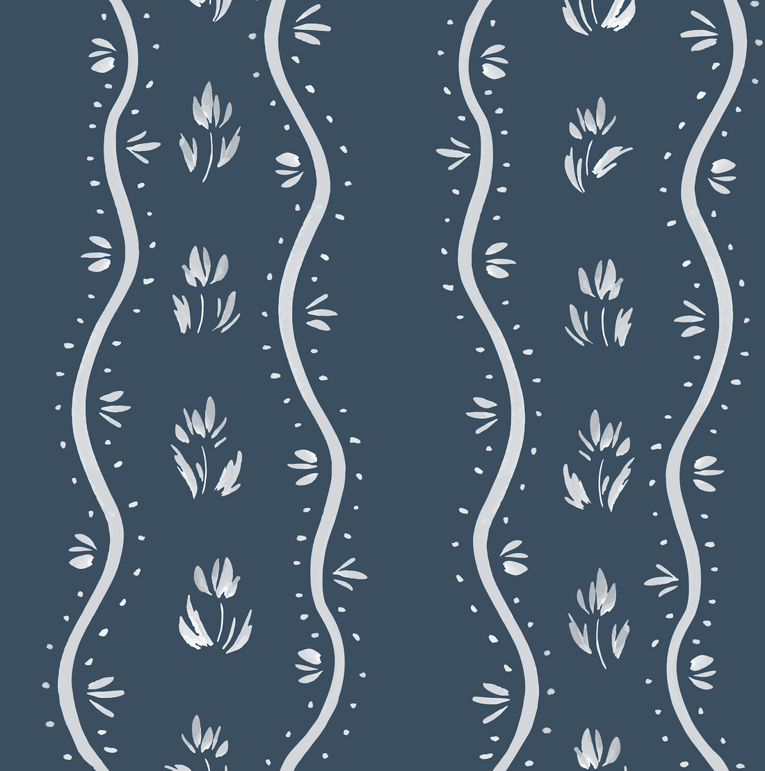 Annabelle Floral Coastal Wallpaper - Blue, Cream & White