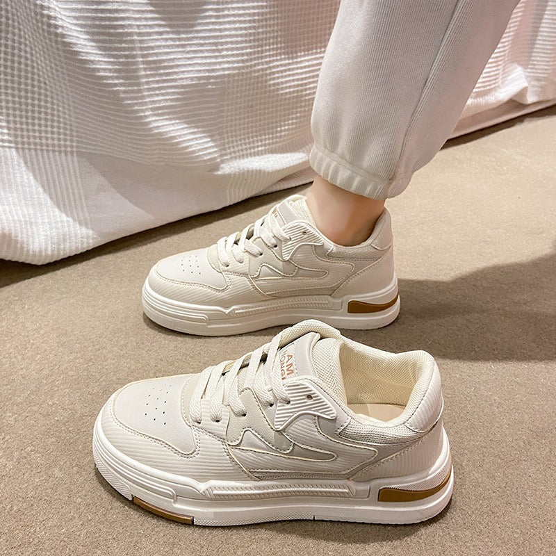 Women's Casual Platform Sneakers - White, Gray & Blue