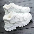 Women's Fleece Lined Chunky High Top Sneakers Cream White - Image 7