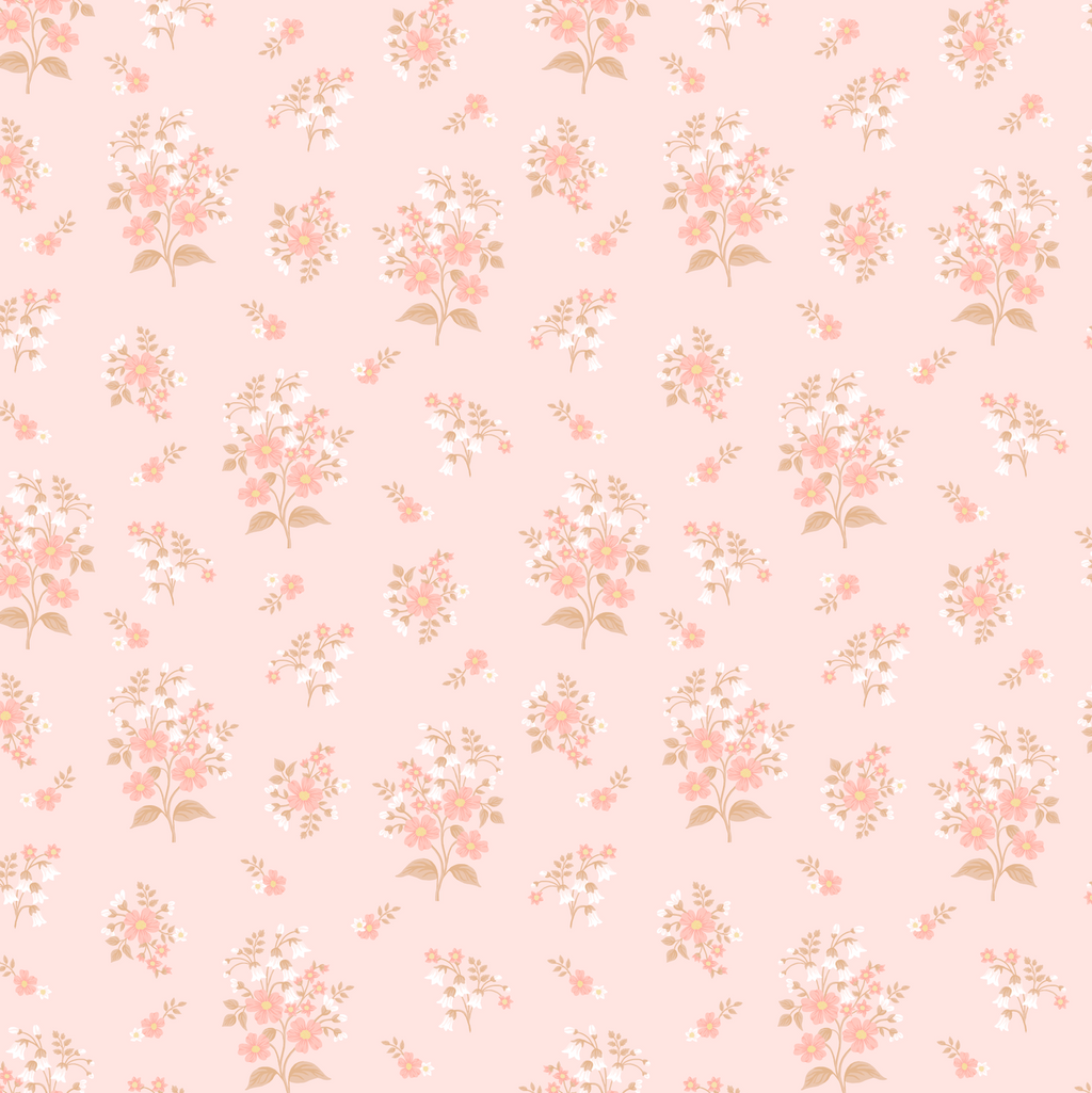 Maisie Floral Removable Wallpaper in Pink and White Nursery