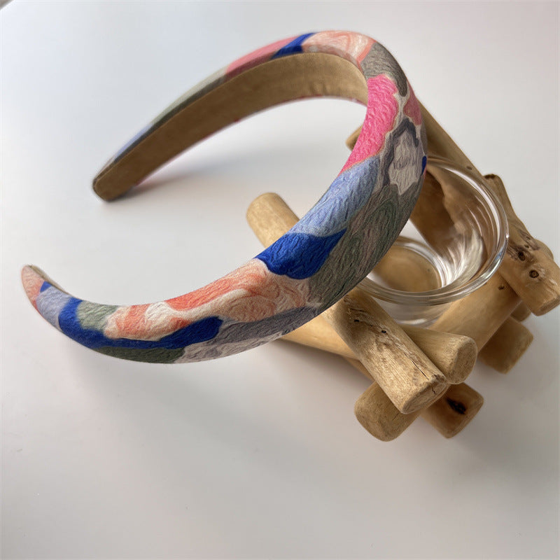 Wide Sponge Headband with Vibrant Graffiti Abstract Pattern - Image 4