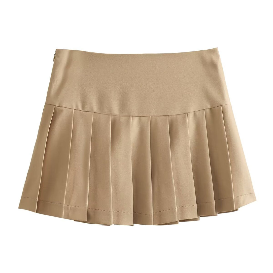 Women's Solid Khaki Pleated Short Skirt Harajuku Street Style - Image 3