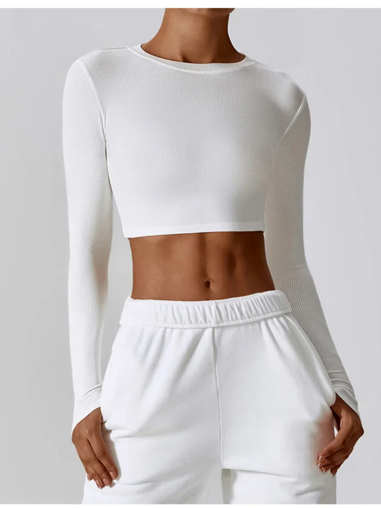 Women's Slim Fit Long Sleeve Yoga Crop Top for Athletic Training