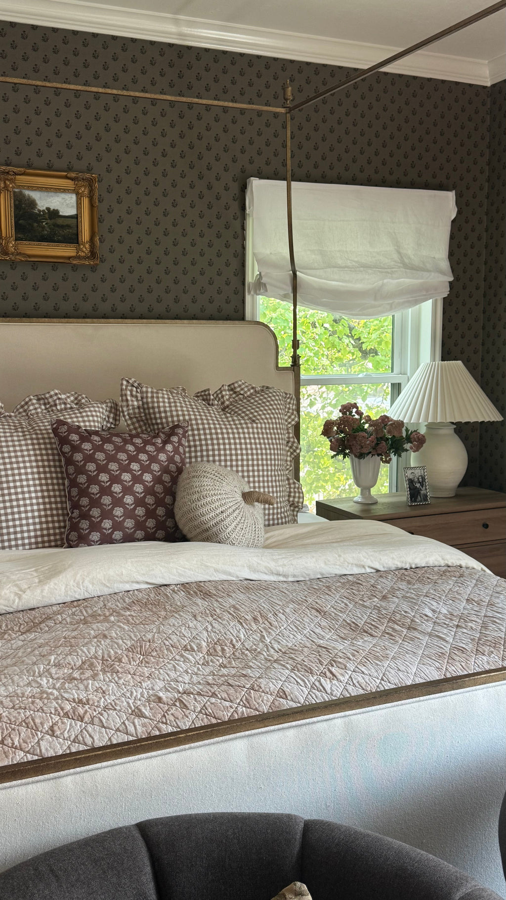 Mulberry Court Floral Removable Wallpaper in Beige and Brown
