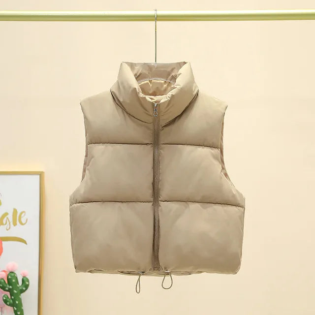 Warm Harajuku Cropped Puffer Vest for Women - Multiple Colors - Image 10