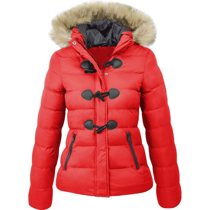 Yellow Puffer Coat with Faux Fur Hood & Toggle Buttons - Image 3