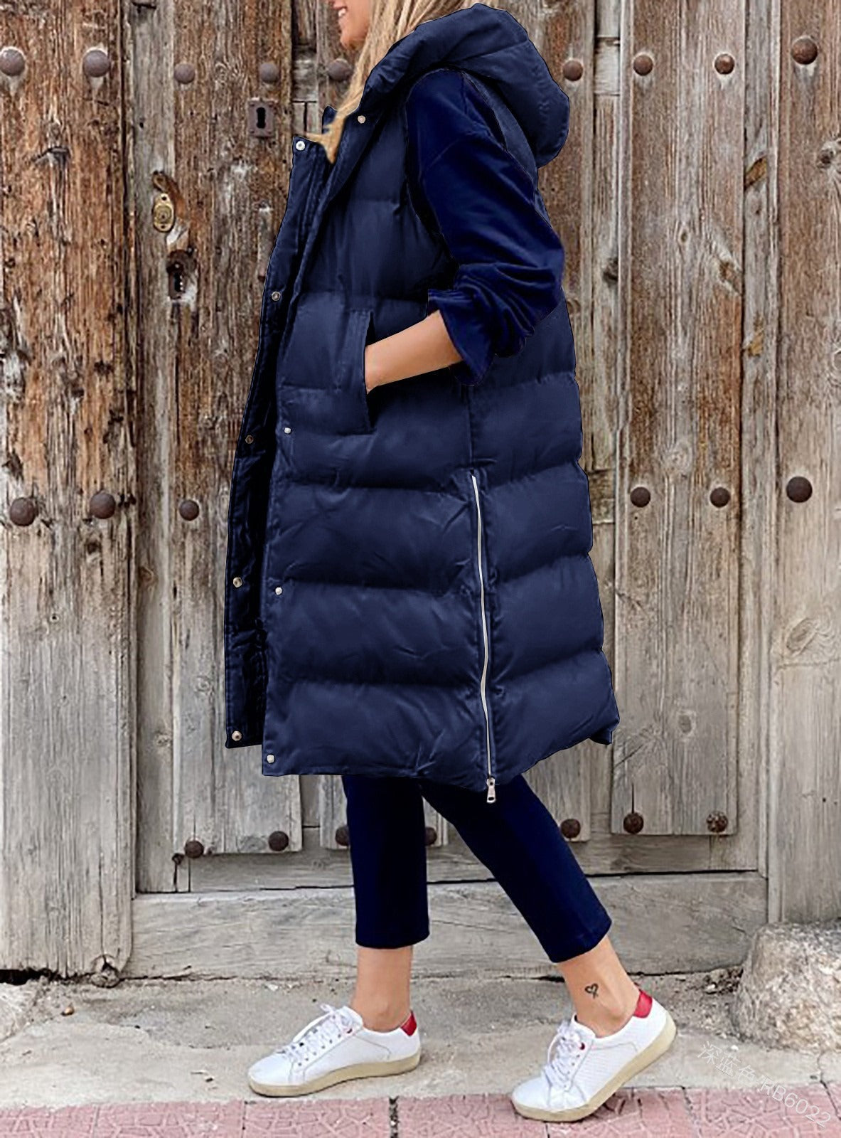 Women's Long Hooded Puffer Vest Sleeveless Quilted Jacket - Image 2