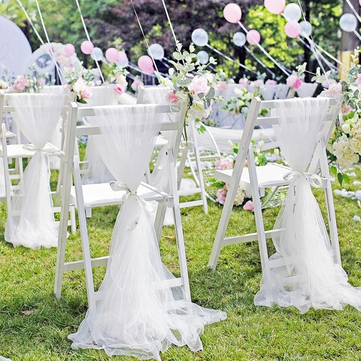 White Wedding Decoration Tulle Roll Crystal Organza Sheer Fabric For Wedding Birthday Party Backdrop Weeding Chair Sashes Decor