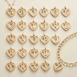 SUNIBI Stainless Steel Letter Heart Shape Hollow Pendant Charm for Bracelet Necklaces  for Women DIY Jewelry Making