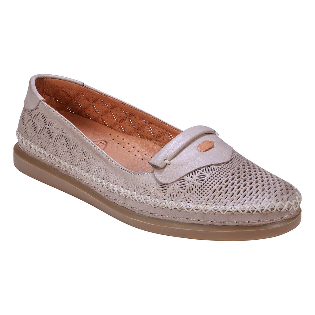 Ginger Grey Perforated Leather Flats