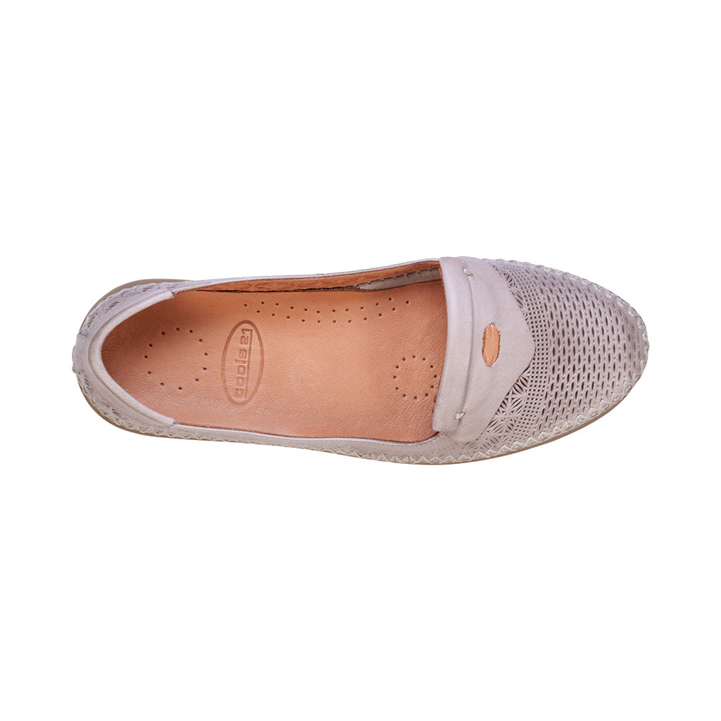 Ginger Grey Perforated Leather Flats