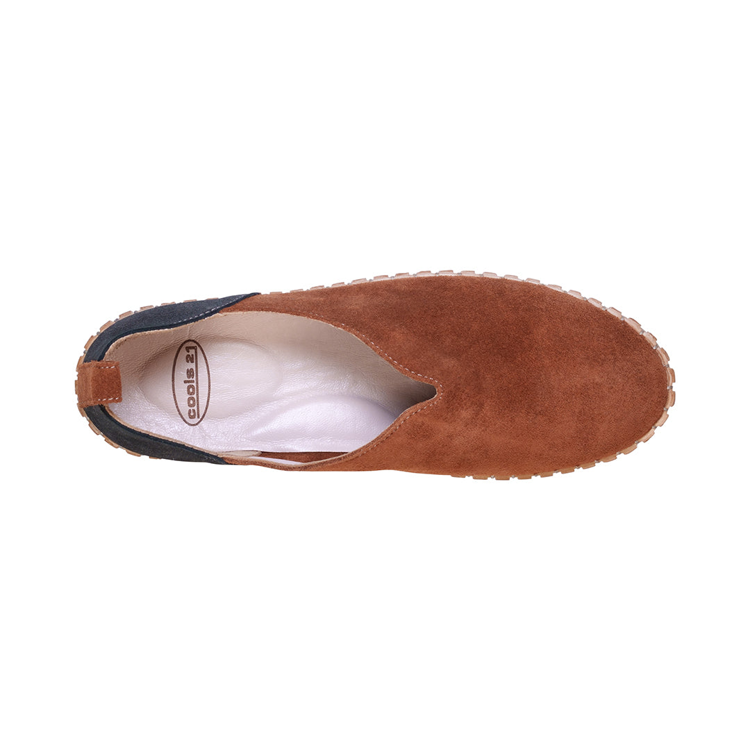 Paisley Olive Two Tone Suede Slip on Flats