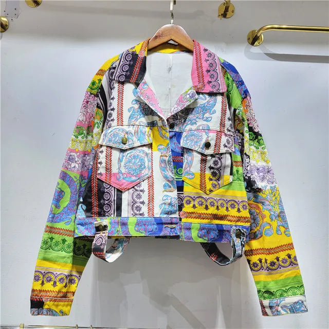 Women's Retro Floral Denim Jacket Harajuku Inspired Streetwear - Image 6