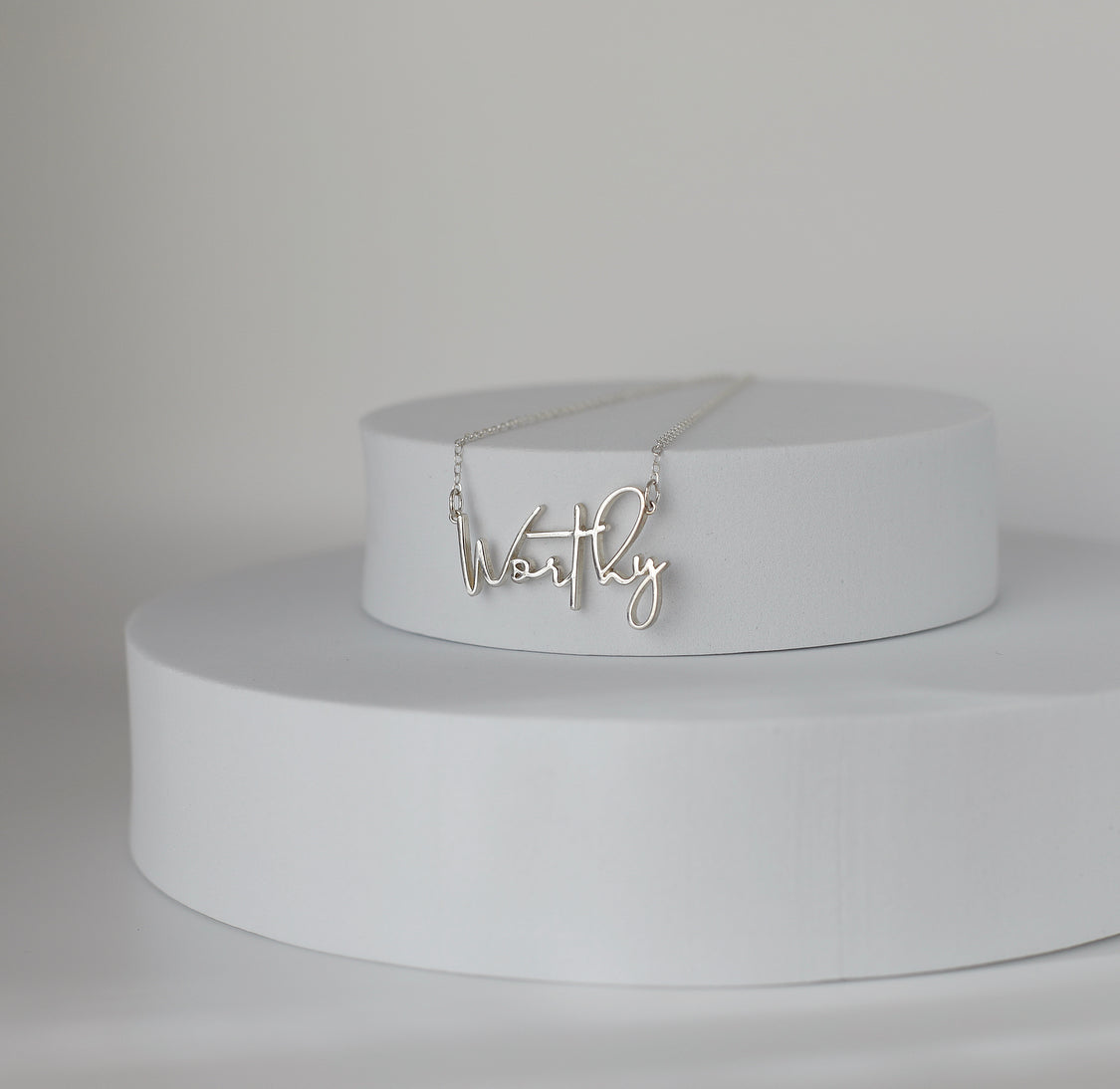Worthy Script Lettering Necklace in Silver-tone Finish - Image 7