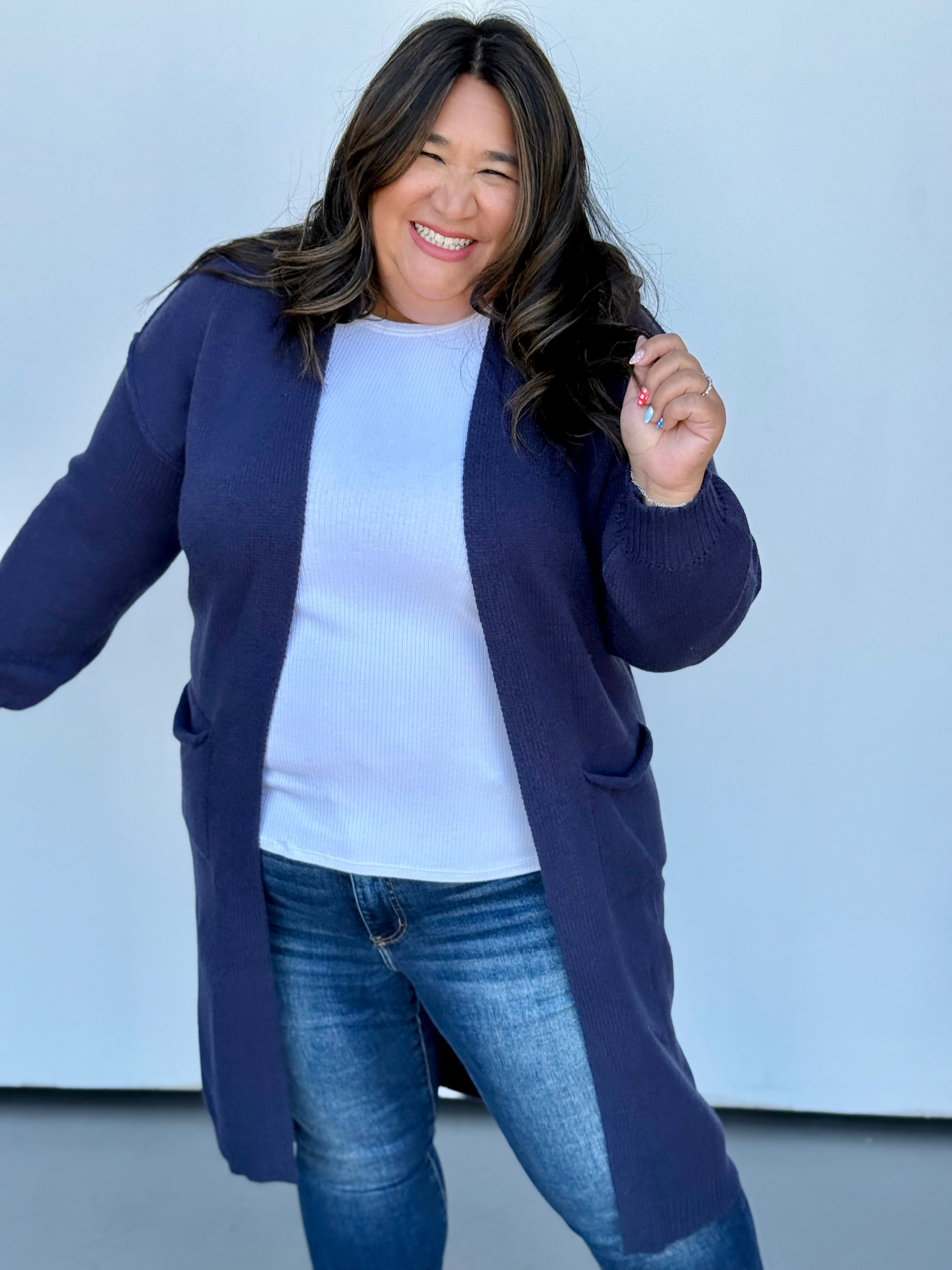 Denver Football Cardigan - Knit Navy Blue Orange Sporty Sweater