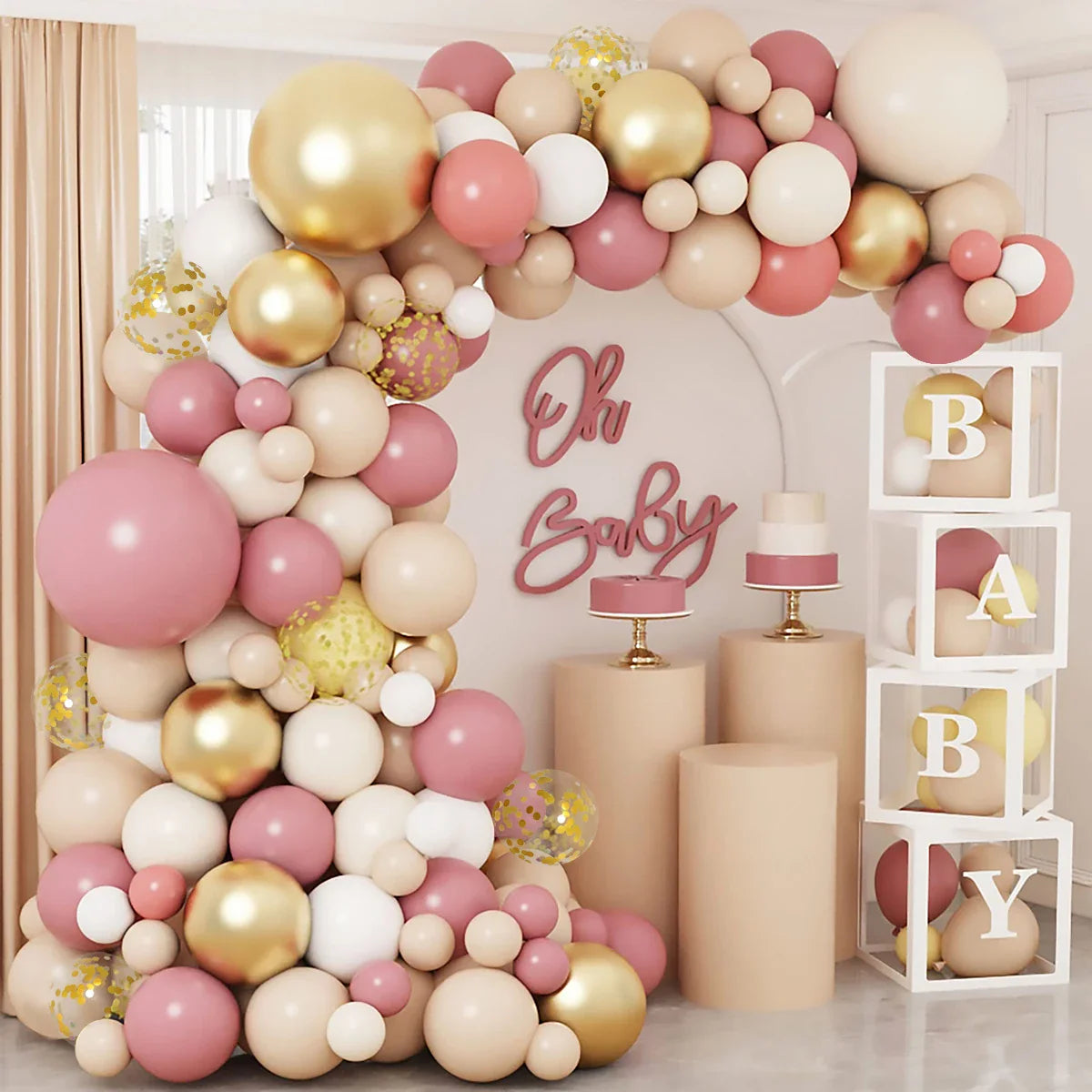 Tender Pink Gold Balloon Garland Arch Kit Wedding Birthday Party Decoration Adult Kids Baby Shower Decor Ballon Wedding Supplies