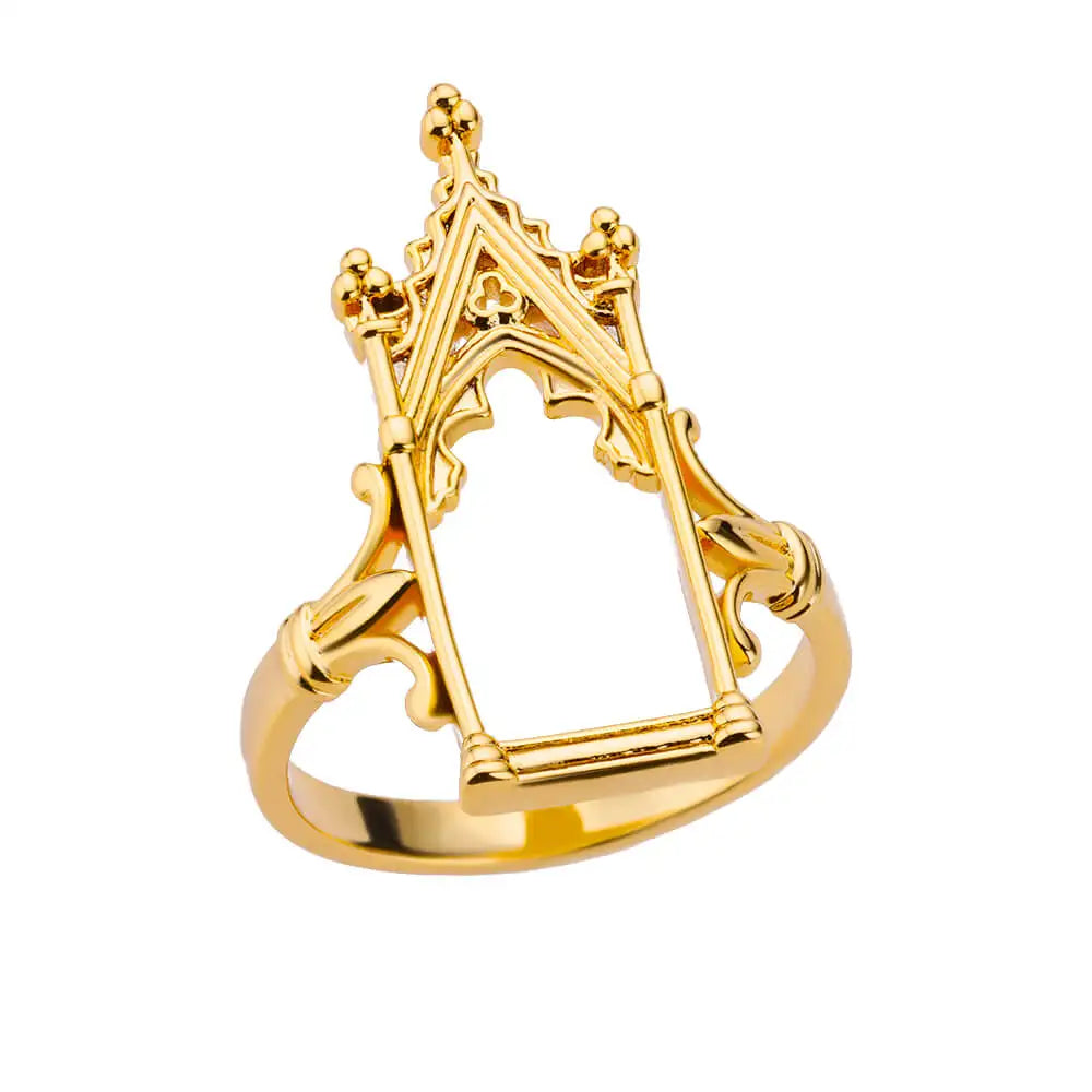 Stainless Steel Magic Mirror Rings For Women Gold Plated Aesthetic Wedding Ring Castle Flower Leaf Design Lighjt Luxury Jewelry