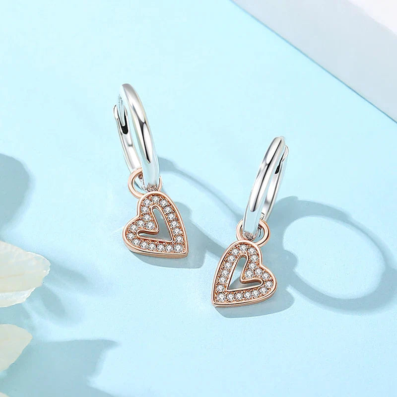 Original 925 Sterling Silver Earrings 2026 Stud Hoop Crystal Earings For Women Rose Gold Crown Heart Infinity Bee Earing Jewelry