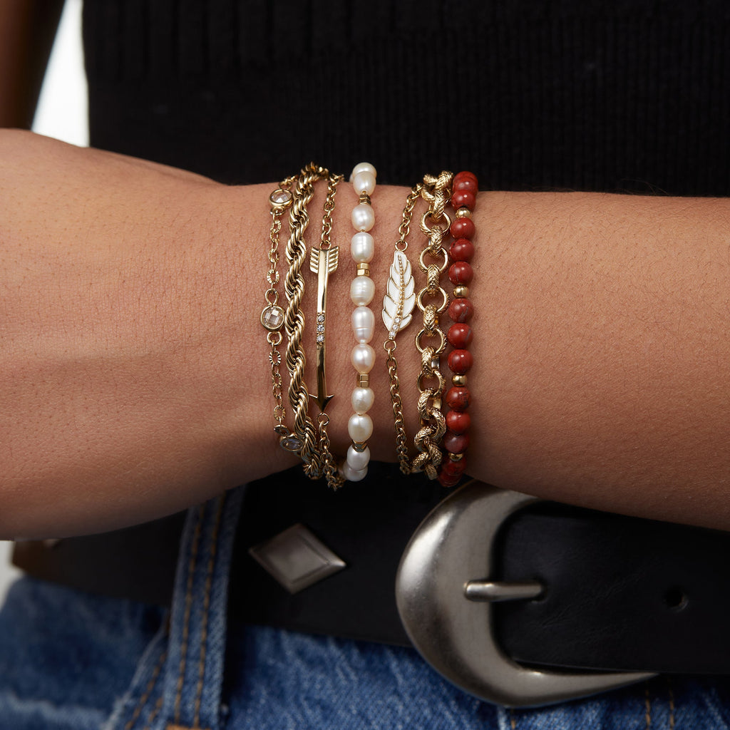 Stranded Crystal and Freshwater Pearl Three-Piece Bracelet Set
