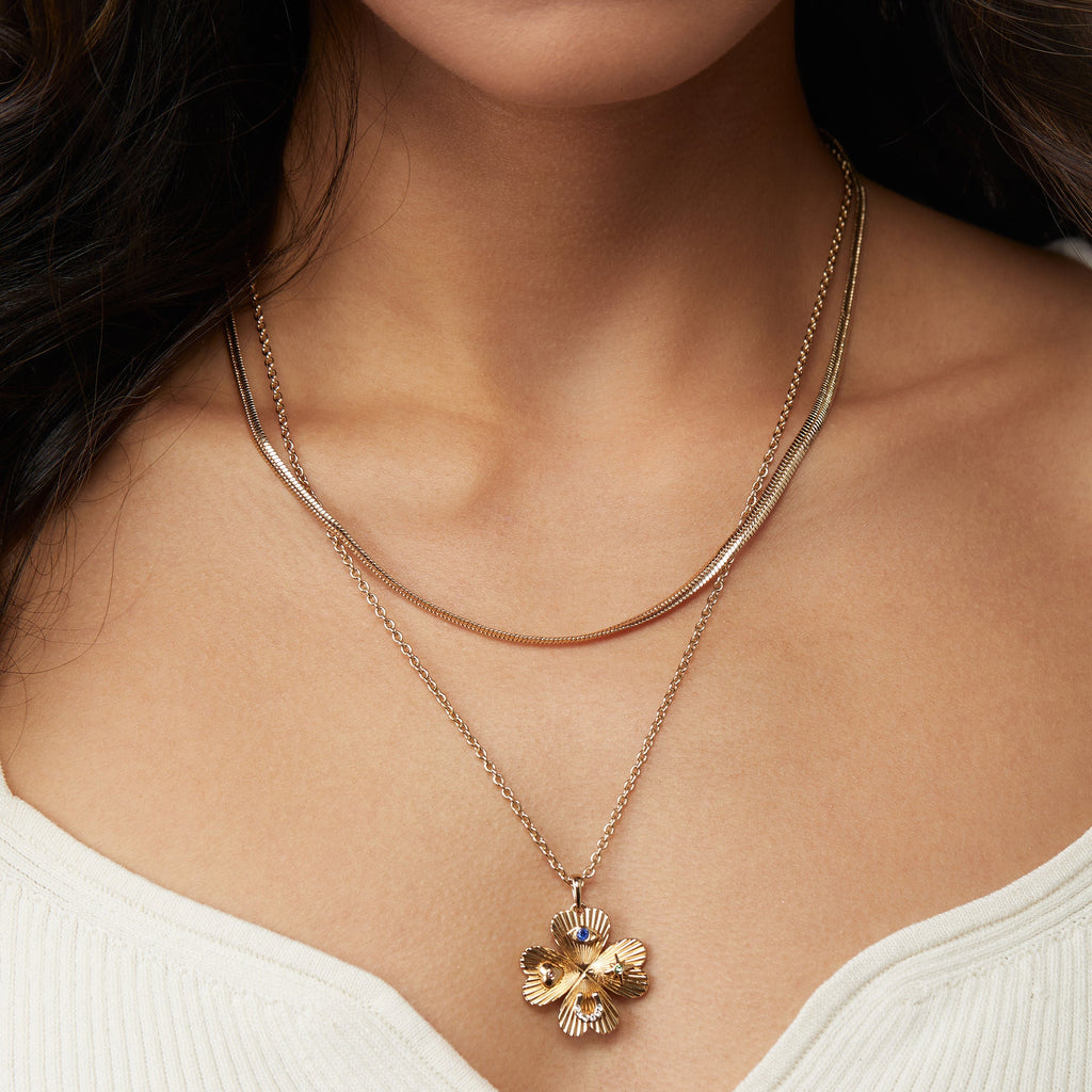 Lucky Four Leaf Clover Adjustable Pendant Necklace